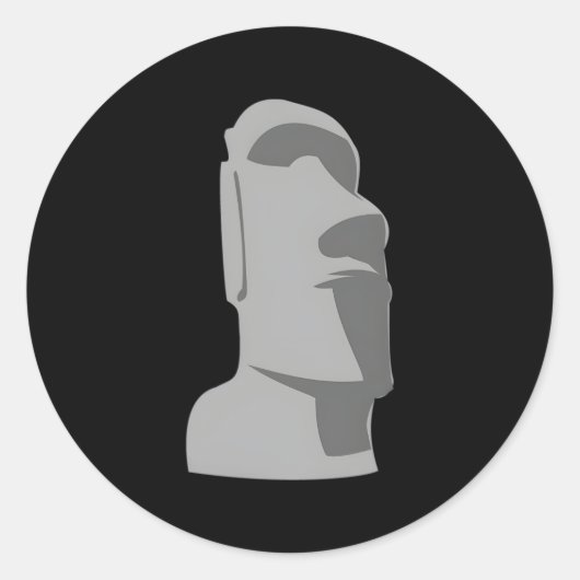 Sticker Rond Tiki Moai Ile de Pâques Hawaii Luau Grey (Devant)