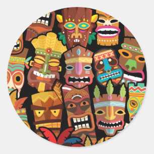 Sticker Rond TIKI Pattern 5