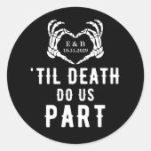 Sticker Rond Til Death Black Skeleton Mariage (Devant)