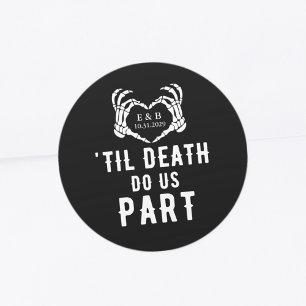 Sticker Rond Til Death Black Skeleton Mariage