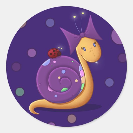 Sticker Rond Tilly l'escargot avec À petits pois (Devant)