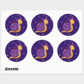 Sticker Rond Tilly l'escargot avec À petits pois (Feuille)