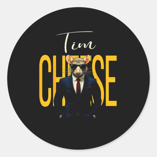 Sticker Rond Tim Cheese - Funny Secret Agent Mouse Brainrot Kid (Devant)