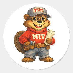 Sticker Rond Tim le Castor – Mascotte inspirée de Ghibli