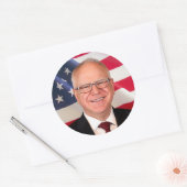 Sticker Rond Tim Walz pour l'Amérique (Enveloppe)