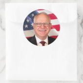 Sticker Rond Tim Walz pour l'Amérique (Sac)