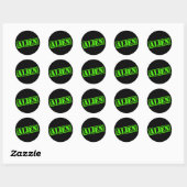 Sticker Rond Timbre Alien (Feuille)