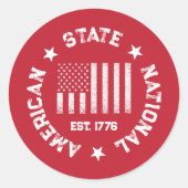 Sticker Rond Timbre circulaire American State National Est 1776 (Devant)