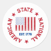 Sticker Rond Timbre circulaire American State National Est 1776 (Devant)