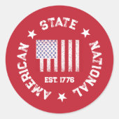 Sticker Rond Timbre circulaire American State National Est 1776 (Devant)