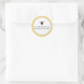 Sticker Rond Timbre classique d'abeille jaune et noire (Sac)