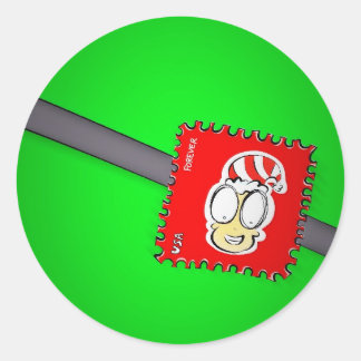 Sticker Rond Timbre de l'Elfe de Noël