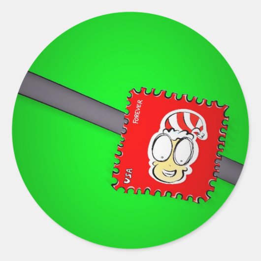 Sticker Rond Timbre de l'Elfe de Noël (Devant)
