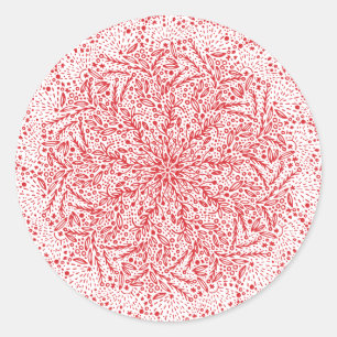 Sticker Rond Timbre de Noël de la belle étoile rouge