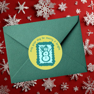 Sticker Rond Timbre de Noël fantaisiste, joyeux et lumineux per