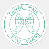 Sticker Rond Timbre de poste père Noël avec Bow Christmas (Devant)