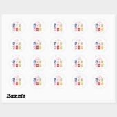 Sticker Rond Timbre de vacances de Pâques joyeuses (Feuille)