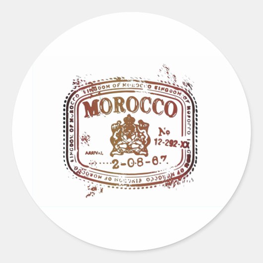 Sticker Rond Timbre du Maroc défraîchi (Devant)
