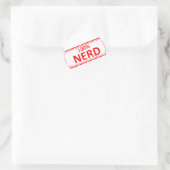 Sticker Rond Timbre en caoutchouc 100% Nerd (Sac)
