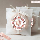 Sticker Rond Timbre/Enveloppe Florale pour Première Communion E