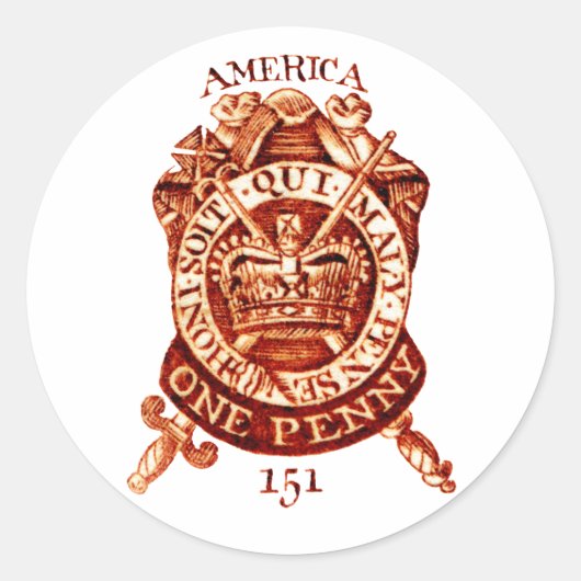 Sticker Rond Timbre fiscal américain 1765 (Devant)