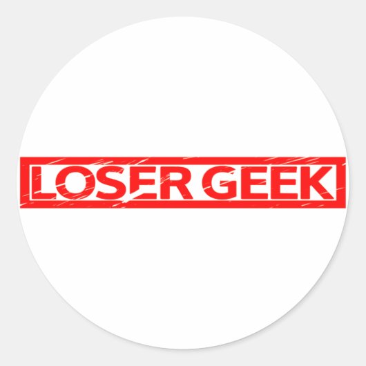 Sticker Rond Timbre Geek perdant (Devant)