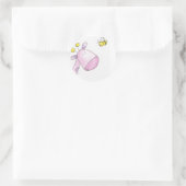 Sticker Rond timbre girafe et abeille (Sac)