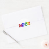 Sticker Rond Timbre hippie (Enveloppe)