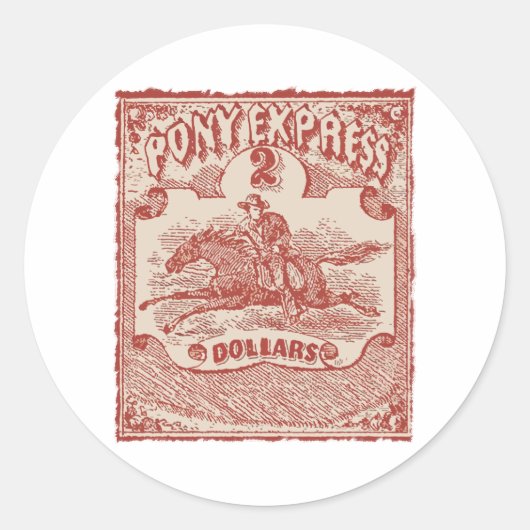 Sticker Rond Timbre Vintage Express poney (Devant)