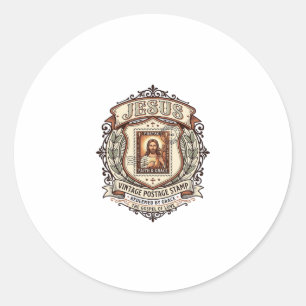 Sticker Rond Timbre vintage Jésus Timbre vintage Jésus 
