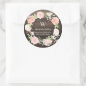Sticker Rond Timbres de Adresse de Retour en Bois Rose Blush Mo (Sac)