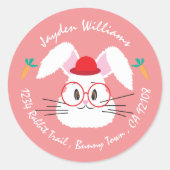 Sticker Rond Timbres de l'enveloppe rouge avec visage de lapin (Devant)