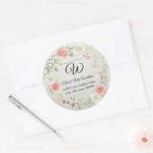 Sticker Rond Timbres de monogramme d'adresse de retour Rustique (Enveloppe)