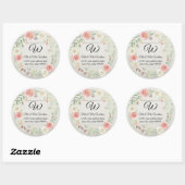 Sticker Rond Timbres de monogramme d'adresse de retour Rustique (Feuille)