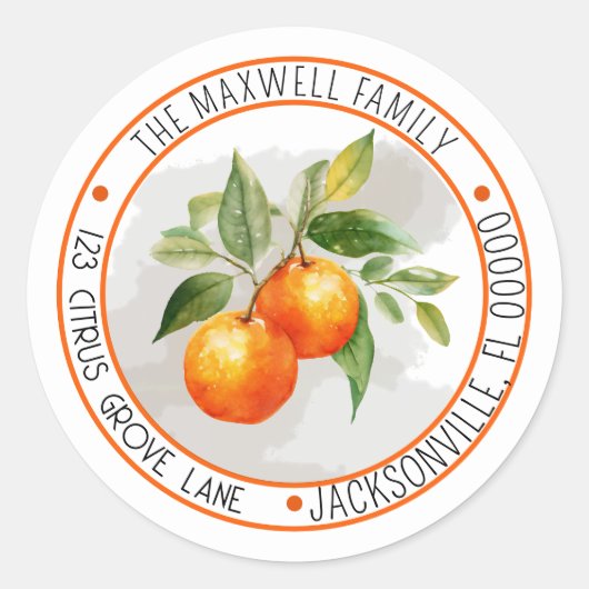 Sticker Rond Timbres de retour circulaires de fruit d'agrumes o (Devant)