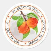 Sticker Rond Timbres de retour d'adresse Cerclés de pêches douc (Devant)