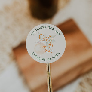 Sticker Rond Timbres d'enveloppe d'adresse de retour de fête Li