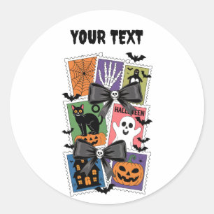 Sticker Rond Timbres d'Halloween vintages — Vibes rétro Éffraya