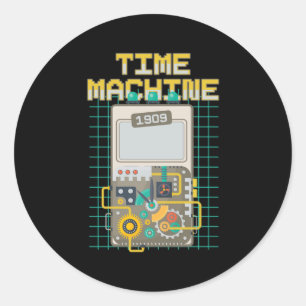 Sticker Rond Time Machine Retro Temps Vintage Voyage Cadeau