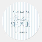 Sticker Rond Timeless Blue Stripes Bridal Shower (Devant)