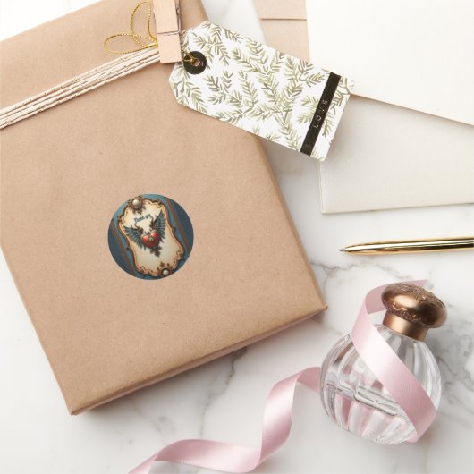 Sticker Rond Timeless love, surreal elegance in steampunk style (Cadeaux)