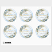 Sticker Rond Timeless Pale Blue Gold Greenery 15th Birthday  (Feuille)