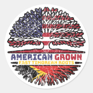 Sticker Rond Timor Oriental Timorais Est Américain USA Racines