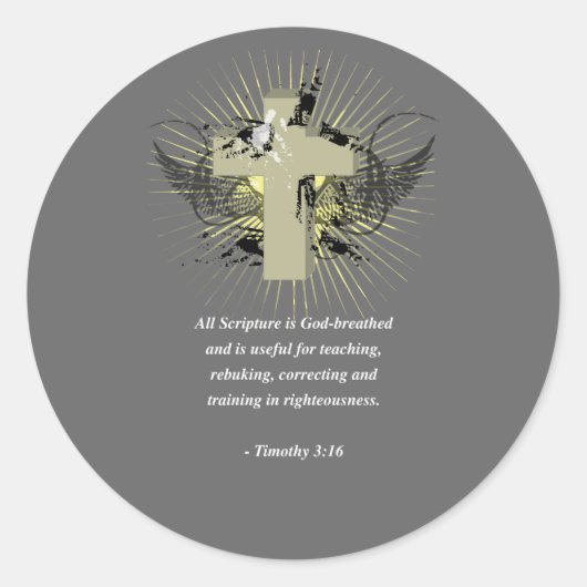 Sticker Rond TIMOTHY 3:16 Verse de la Bible (Devant)