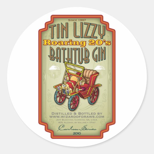 Sticker Rond Tin Lizzy Baignoire Gin (Devant)
