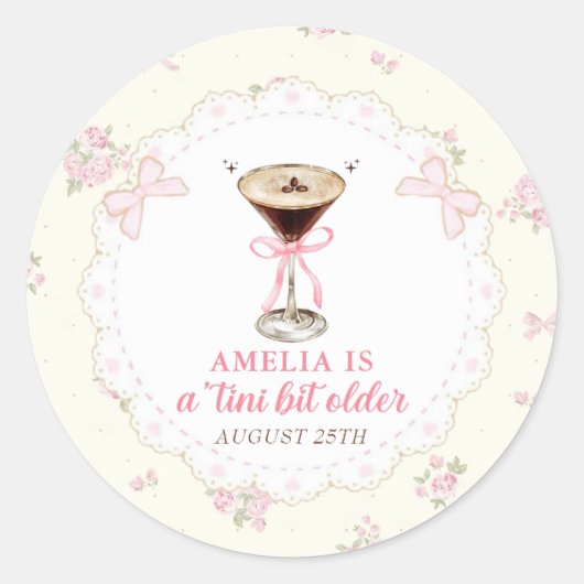 Sticker Rond Tini Bit Ancien Espresso Martini Coquette Annivers (Devant)