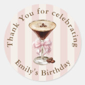 Sticker Rond Tini Bit Ancien Espresso Martini Merci d'anniversa (Devant)