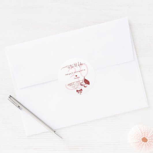 Sticker Rond Tini Bit Ancienne Bow moderne Cherry Martini Anniv (Enveloppe)