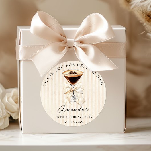 Sticker Rond Tini Bit Older Espresso Martini Birthday Thank you