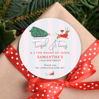 Sticker Rond Tinsel & Tinis Tini Weenie Bit Christmas Doxie